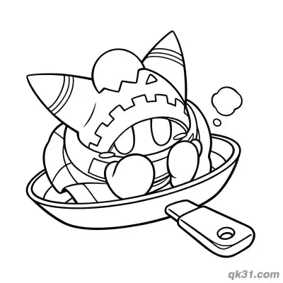Free printable Cute Magolor in Frying Pan Kirby Coloring Page coloring page