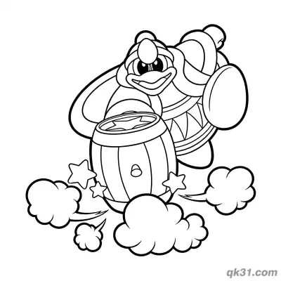 Free printable King Dedede Hammer Battle Pose Action Coloring Page coloring page
