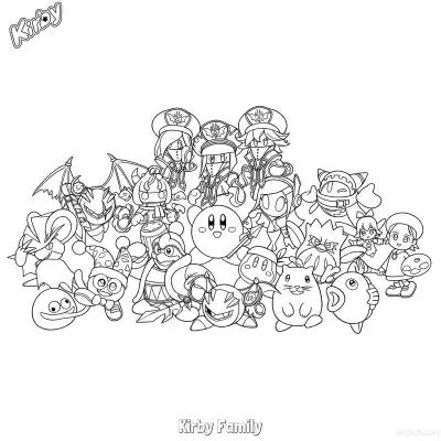 Free printable Kirby Family  Coloring Page - Free Printable Kirby PDFS Coloring Sheets coloring page
