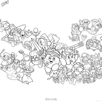 Free printable Kirby Family 2 Coloring Page - Free Printable Kirby PDFS Coloring Sheets coloring page