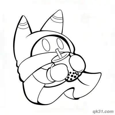 Free printable Magolor Drinking Bubble Tea Cute Coloring Page coloring page