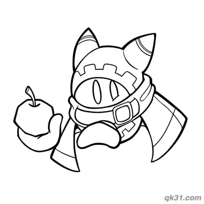 Free printable Magolor Holding Apple Cute Coloring Page coloring page