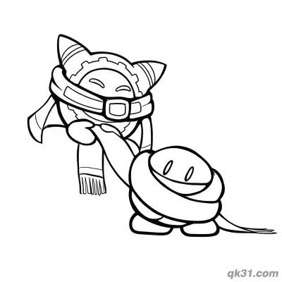 Free printable Magolor Sharing Scarf with Kirby Cute Coloring Page coloring page