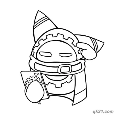 Free printable Magolor Using Phone with Gear Icon Coloring Page coloring page