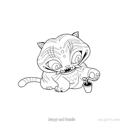 Free printable Derpy and Sussie Tilting Head with Tongue Out Coloring Page coloring page