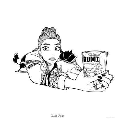Free printable Rumi Eating Rumi Cup Noodles Coloring Page coloring page