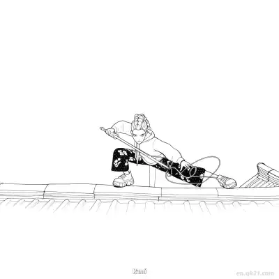 Free printable Rumi Crouching on Roof with Sword Coloring Page coloring page
