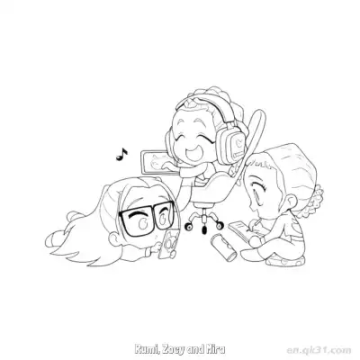 Free printable Chibi Rumi Zoey Mira Daily Life Coloring Page coloring page