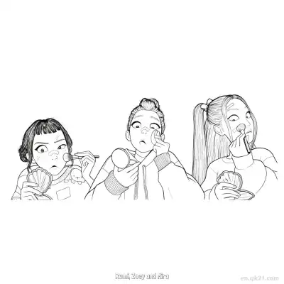 Free printable Rumi Zoey Mira Makeup and Skincare Routine Coloring Page coloring page