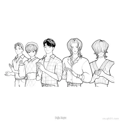 Free printable Saja Boys Clapping and Greeting Coloring Page coloring page