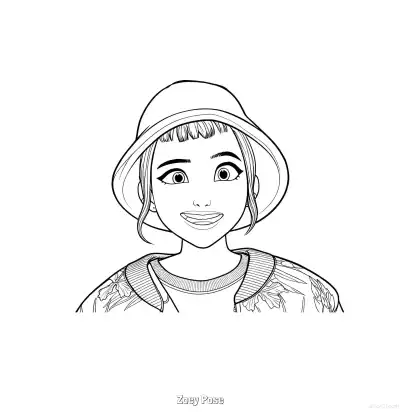 Free printable Zoey in Bucket Hat Sweet Smile Coloring Page coloring page