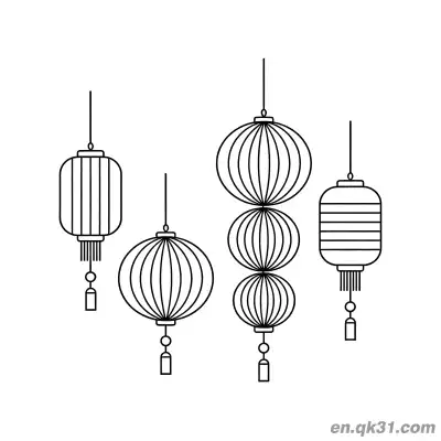 Free printable Four Different Shaped Lanterns Set Coloring Page coloring page