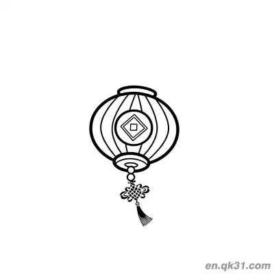 Free printable Round Lantern with Chinese Knot and Geometric Pattern Coloring Page coloring page
