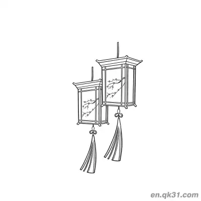 Free printable Square Double Lanterns with Plum Blossom Pattern Coloring Page coloring page