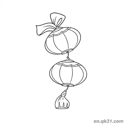 Free printable Stacked Lanterns with Bow Decoration Coloring Page coloring page