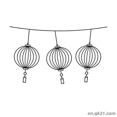 Free printable Three Round Lanterns on String Coloring Page coloring page