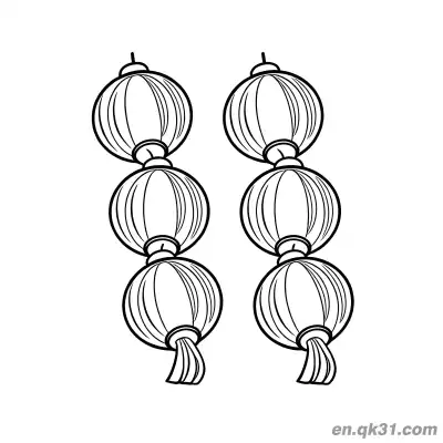 Free printable Two Strings of Triple Round Lanterns Coloring Page coloring page