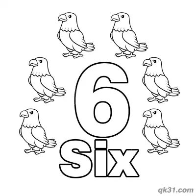 Free printable Number 6 Six Majestic Eagles Counting Coloring Page coloring page