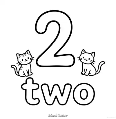 Free printable Animal Number 2  Coloring Page - Free Printable Numbers Coloring Page PDFS Coloring Sheets coloring page