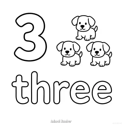 Free printable Animal Number 3  Coloring Page - Free Printable Numbers Coloring Page PDFS Coloring Sheets coloring page