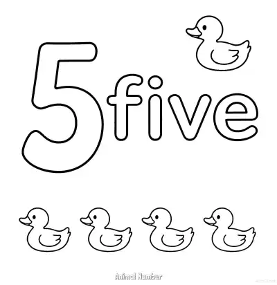 Free printable Animal Number 5  Coloring Page - Free Printable Numbers Coloring Page PDFS Coloring Sheets coloring page