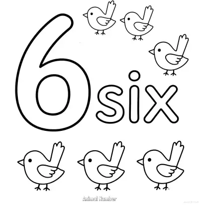 Free printable Animal Number 6  Coloring Page - Free Printable Numbers Coloring Page PDFS Coloring Sheets coloring page