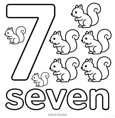 Free printable Animal Number 7  Coloring Page - Free Printable Numbers Coloring Page PDFS Coloring Sheets coloring page