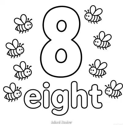 Free printable Animal Number 8  Coloring Page - Free Printable Numbers Coloring Page PDFS Coloring Sheets coloring page