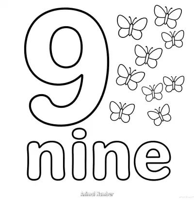 Free printable Animal Number 9  Coloring Page - Free Printable Numbers Coloring Page PDFS Coloring Sheets coloring page