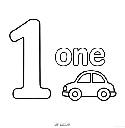 Free printable Car Number 1  Coloring Page - Free Printable Numbers Coloring Page PDFS Coloring Sheets coloring page