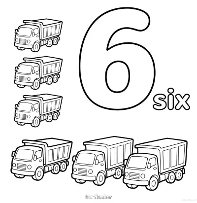 Free printable Car Number 6  Coloring Page - Free Printable Numbers Coloring Page PDFS Coloring Sheets coloring page