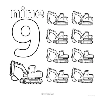 Free printable Car Number 9  Coloring Page - Free Printable Numbers Coloring Page PDFS Coloring Sheets coloring page