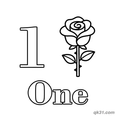 Free printable Number 1 One Red Rose Counting Coloring Page coloring page