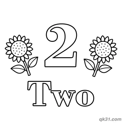 Free printable Number 2 Two Bright Sunflowers Counting Coloring Page coloring page