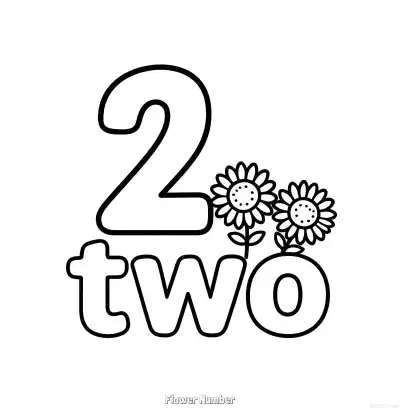 Free printable Flower Number 2  Coloring Page - Free Printable Numbers Coloring Page PDFS Coloring Sheets coloring page