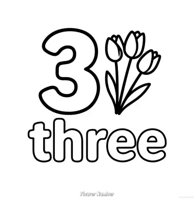 Free printable Flower Number 3  Coloring Page - Free Printable Numbers Coloring Page PDFS Coloring Sheets coloring page
