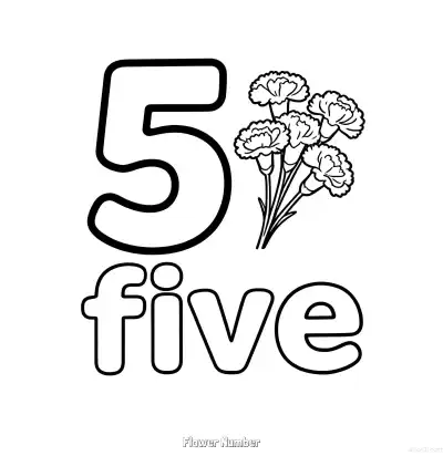 Free printable Flower Number 5  Coloring Page - Free Printable Numbers Coloring Page PDFS Coloring Sheets coloring page