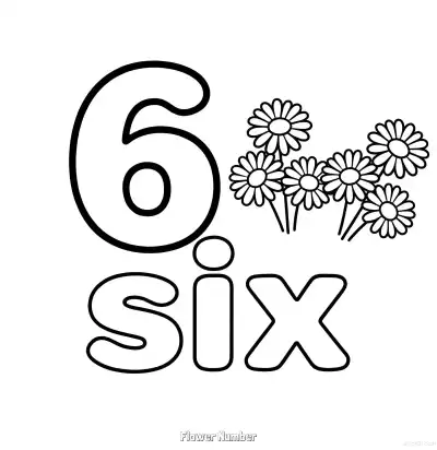Free printable Flower Number 6  Coloring Page - Free Printable Numbers Coloring Page PDFS Coloring Sheets coloring page