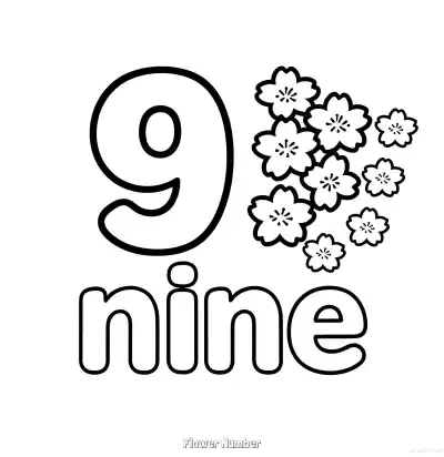 Free printable Flower Number 9  Coloring Page - Free Printable Numbers Coloring Page PDFS Coloring Sheets coloring page