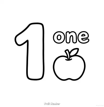 Free printable Fruit Number 1  Coloring Page - Free Printable Numbers Coloring Page PDFS Coloring Sheets coloring page