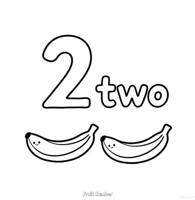 Free printable Fruit Number 2  Coloring Page - Free Printable Numbers Coloring Page PDFS Coloring Sheets coloring page