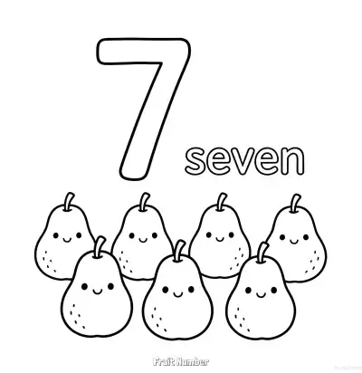 Free printable Fruit Number 7  Coloring Page - Free Printable Numbers Coloring Page PDFS Coloring Sheets coloring page
