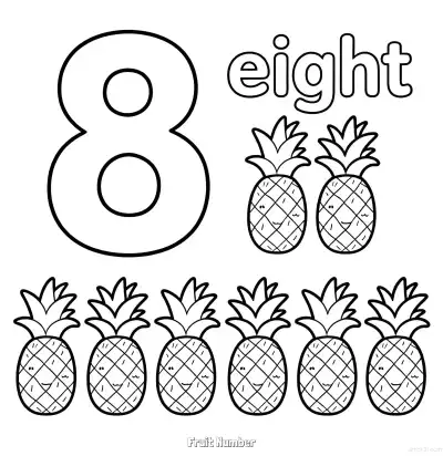 Free printable Fruit Number 8  Coloring Page - Free Printable Numbers Coloring Page PDFS Coloring Sheets coloring page