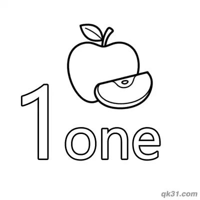 Number 1 One Juicy Apple Counting Coloring Page