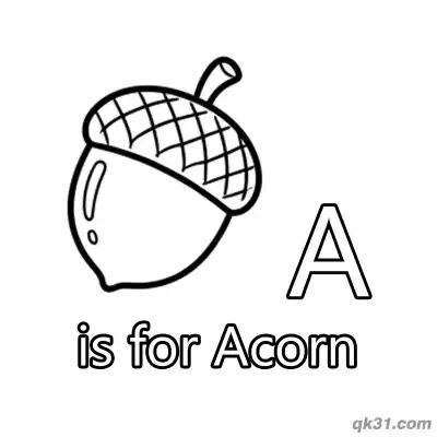 Letter A is for Acorn Coloring Page Free Printable for Kids