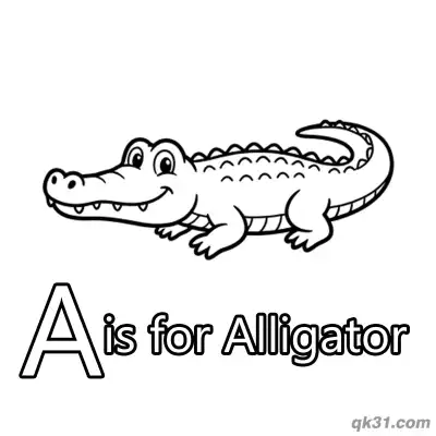 Letter A is for Alligator Coloring Page Cute Animal Activity Sheet
