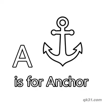 Letter A is for Anchor Coloring Page Nautical Theme Printable