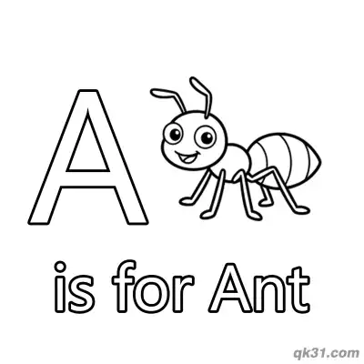 Letter A is for Ant Coloring Page Bug Insect Fun Sheet for Toddlers