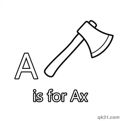 Free printable Letter A is for Ax Coloring Page Tool and Construction Activity for Preschool coloring page