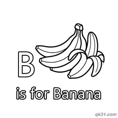 Free printable Letter B is for Banana Coloring Page Yellow Fruit Learning Pdf for Kids coloring page